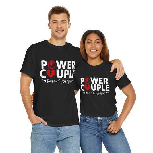Power Couple Powered By God Matching Couples Shirt (Black)