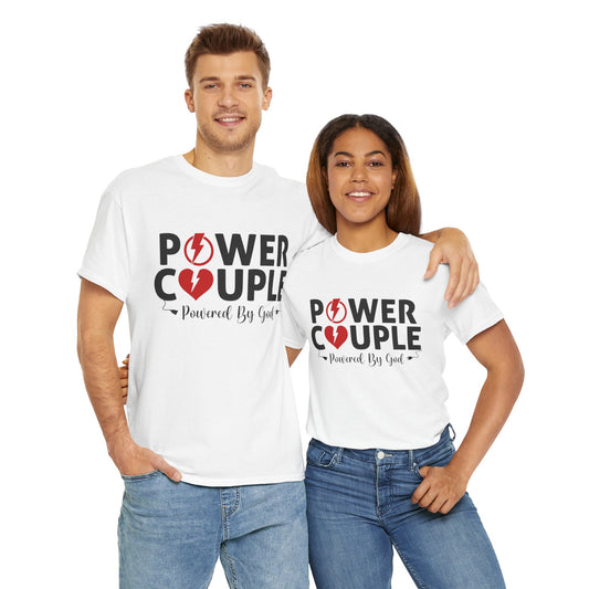 Power Couple Powered By God Matching Couples Shirt (White)