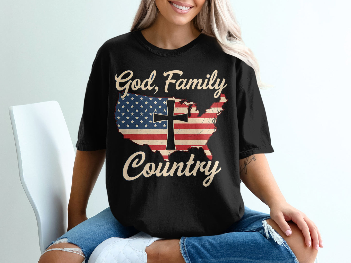 God Family Country Graphic T-Shirt product type