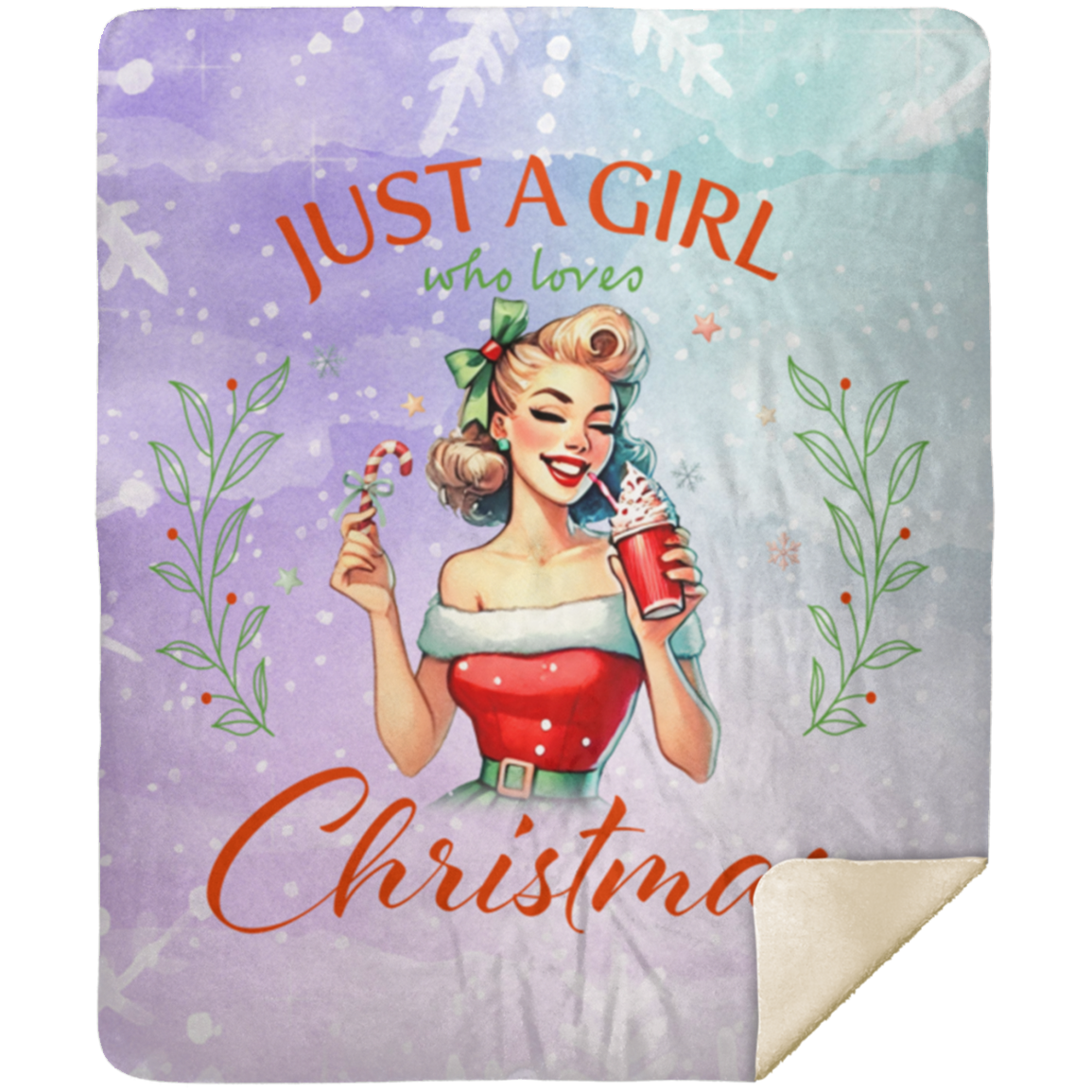 Just A Girl Who Loves Christmas Color Design1 Premium Sherpa Blanket 50x60