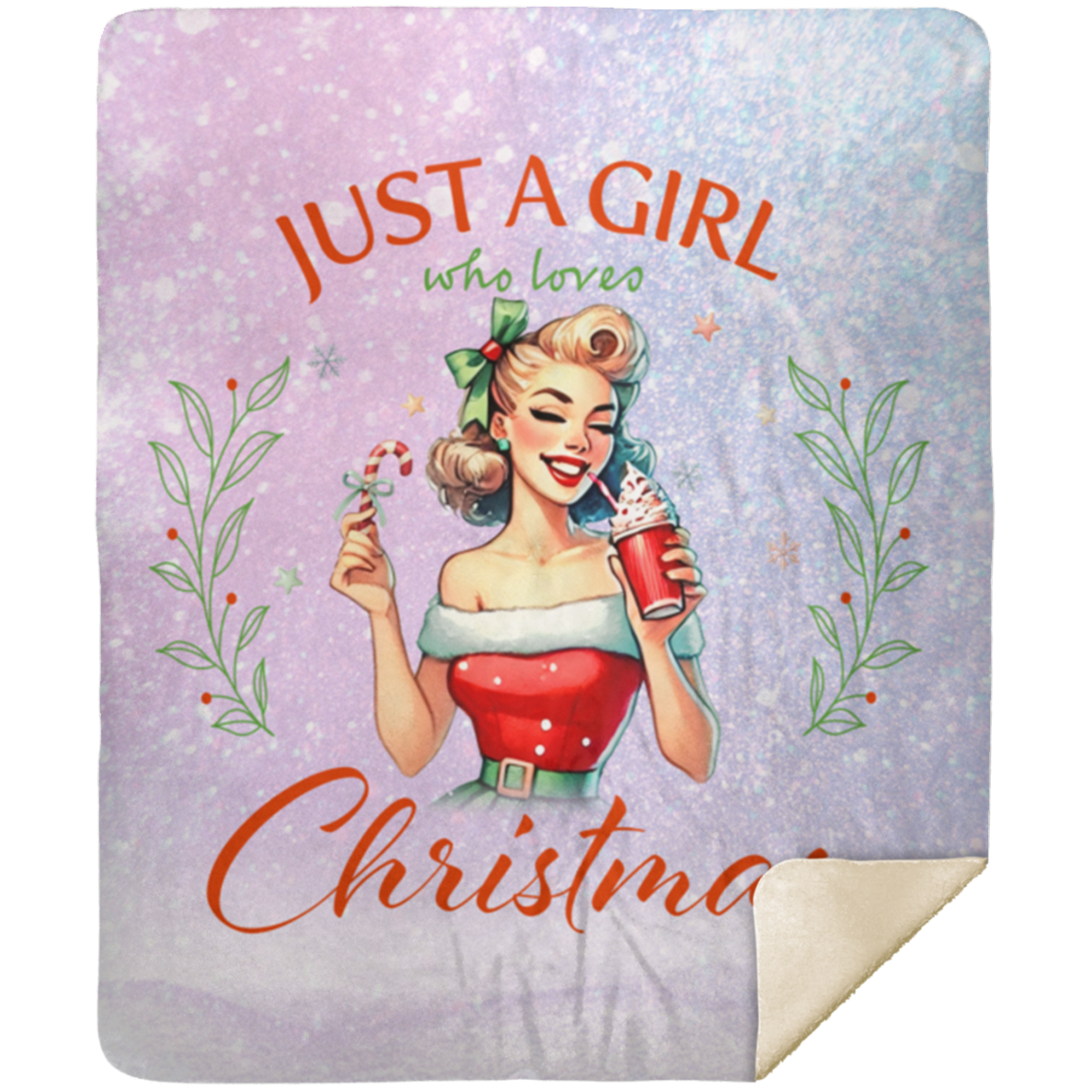 Just A Girl Who Loves Christmas Color Design2 Premium Sherpa Blanket 50x60