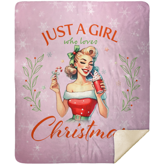Just A Girl Who Loves Christmas Color Design3 Premium Sherpa Blanket 50x60