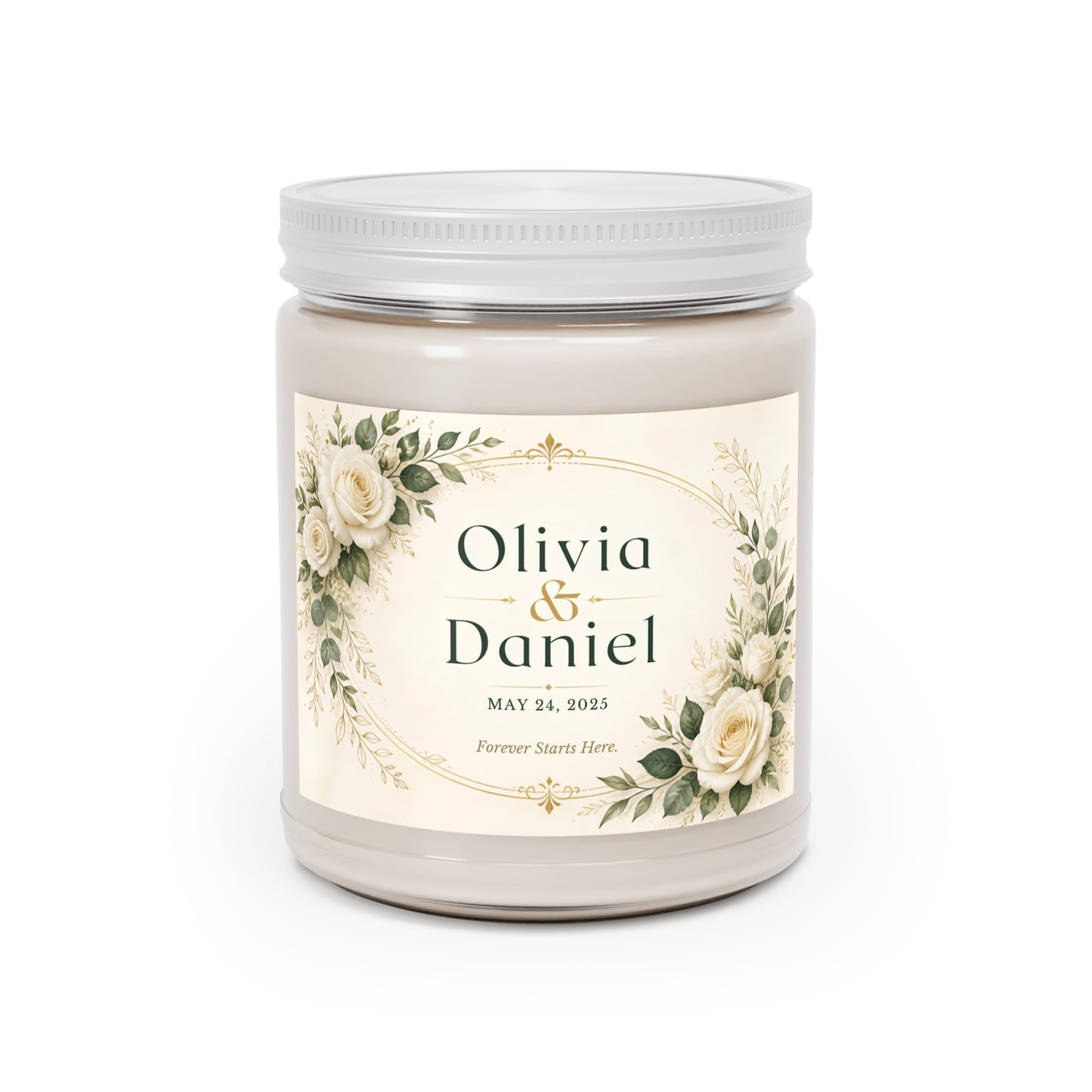 Personalized Wedding Scented Candle – Custom Couple Names & Wedding Date Keepsake