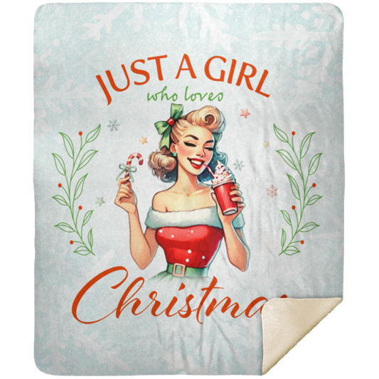 Just A Girl Who Loves Christmas Color Design4 Premium Sherpa Blanket 50x60