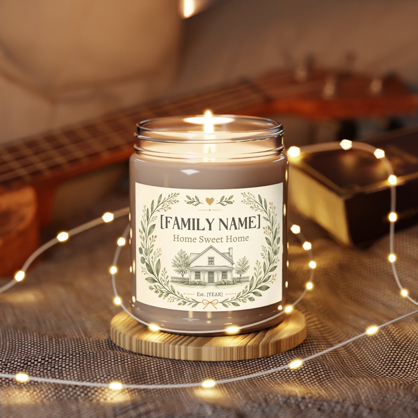 Personalized Home Sweet Home Family Scented Candle – Custom Last Name & Established Year