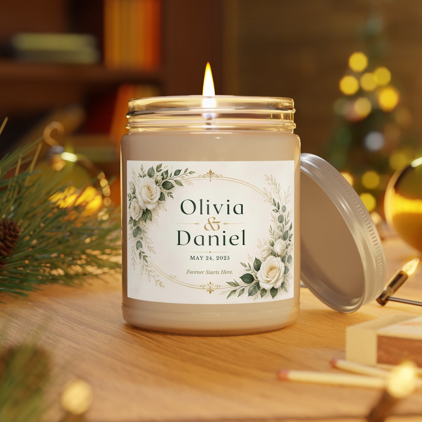 Personalized Wedding Scented Candle – Custom Couple Names & Wedding Date Keepsake