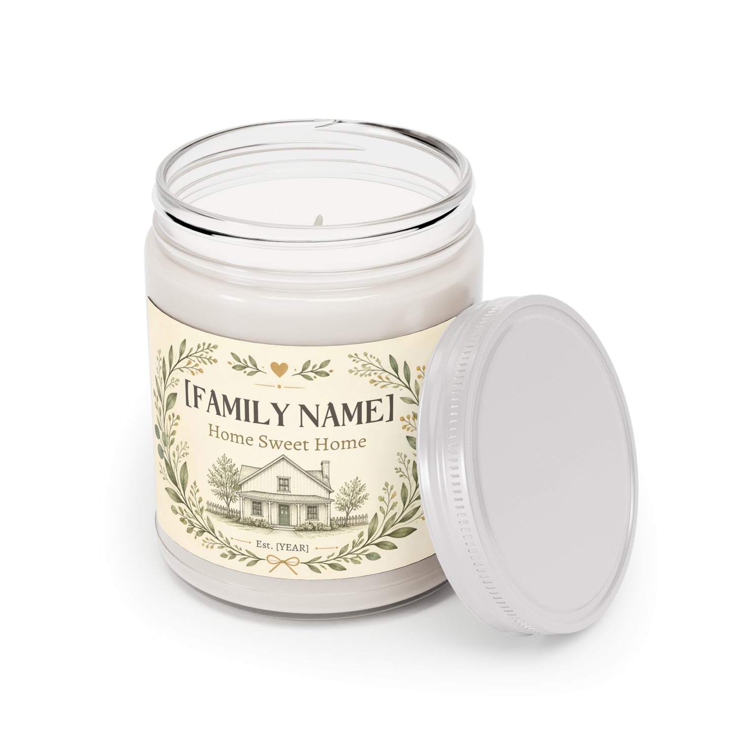Personalized Home Sweet Home Family Scented Candle – Custom Last Name & Established Year