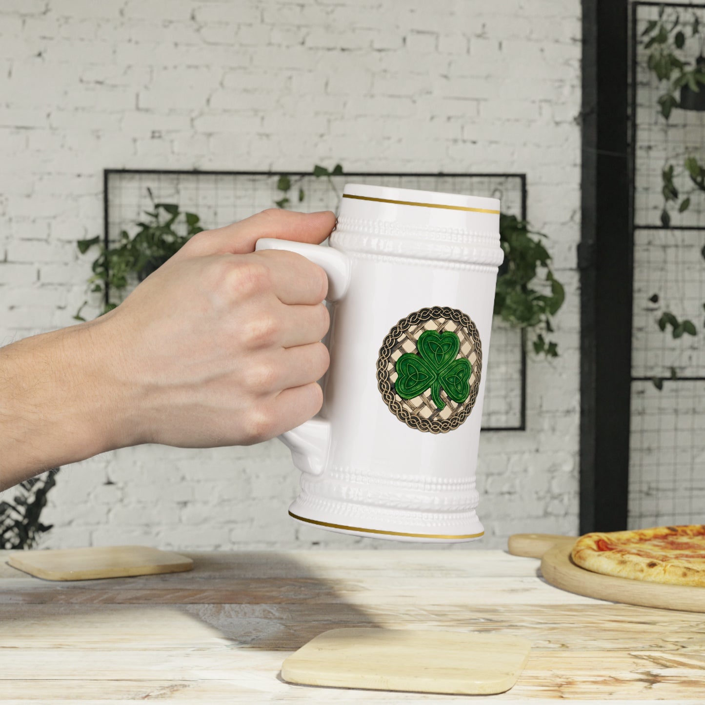 St. Patrick's Day Beer Stein Mug - Celtic Knot Design