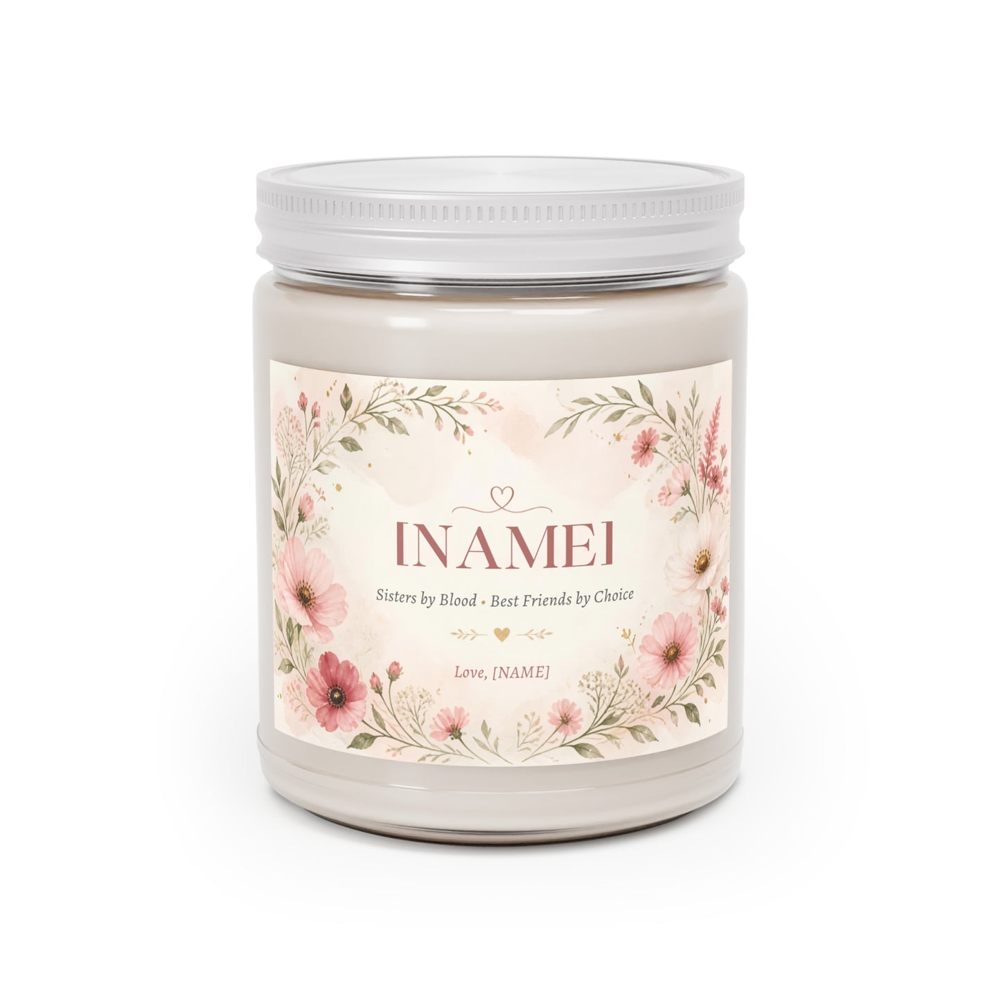 Personalized Sister Candle – “Sisters by Blood, Best Friends by Choice” Custom Name Gift