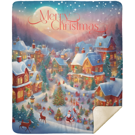 Christmas Village Wonderland Premium Sherpa Blanket 50x60