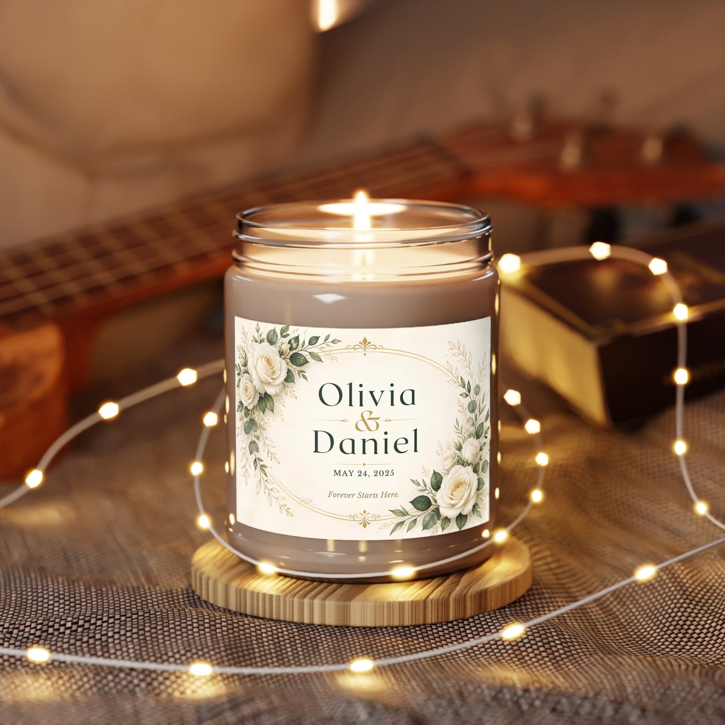 Personalized Wedding Scented Candle – Custom Couple Names & Wedding Date Keepsake