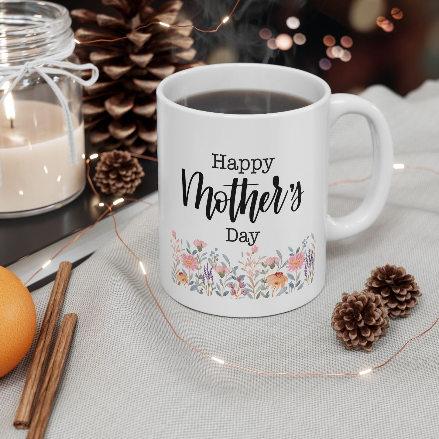 Happy Mother's Day Floral Ceramic 11oz Mug - Perfect Gift for Moms