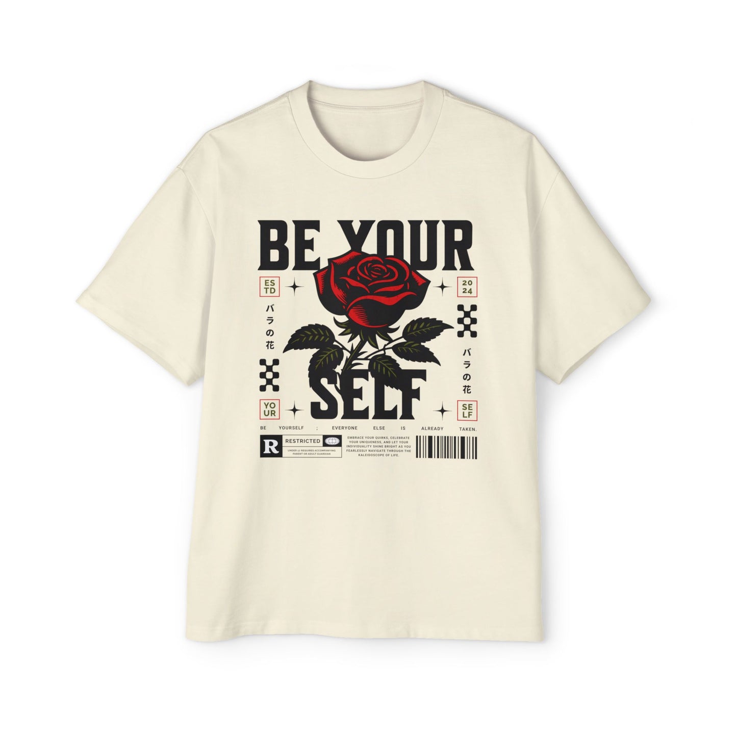 Men's Oversized Tee with 'Be Your Self' Design Light Edition - Trendy Streetwear, Casual Weekend Wear, Gift for Him, Self-Expression Style, Unisex Fashion