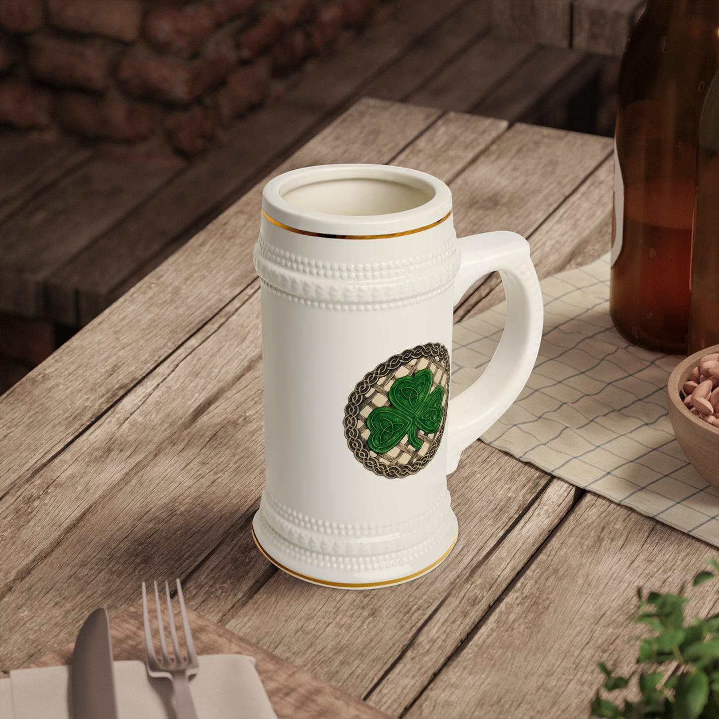 St. Patrick's Day Beer Stein Mug - Celtic Knot Design