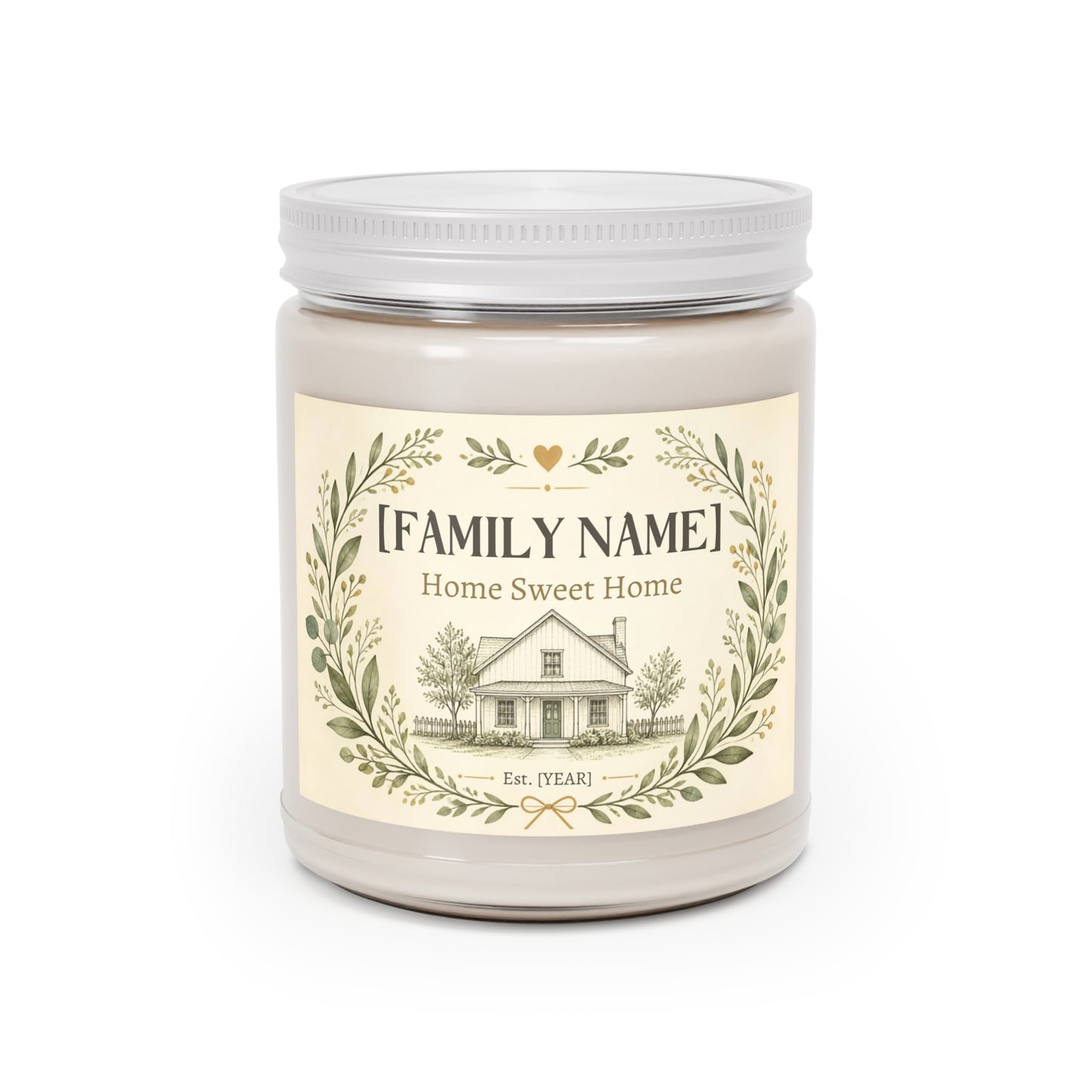 Personalized Home Sweet Home Family Scented Candle – Custom Last Name & Established Year