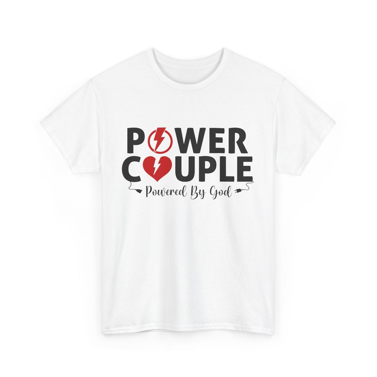 Power Couple Powered By God Matching Couples Shirt (White)