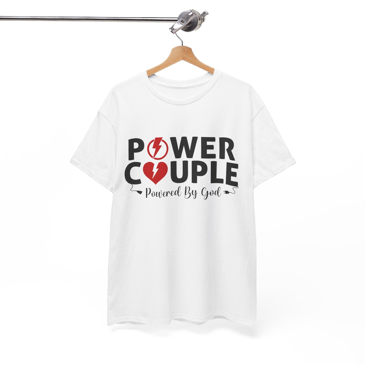 Power Couple Powered By God Matching Couples Shirt (White)