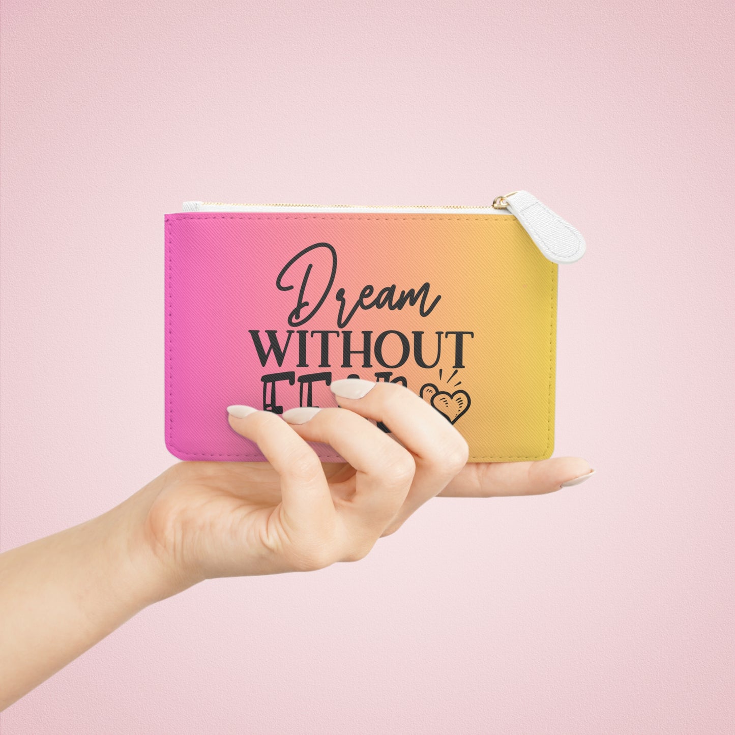 Pink Yellow Mini Clutch Bag with Motivational Quote