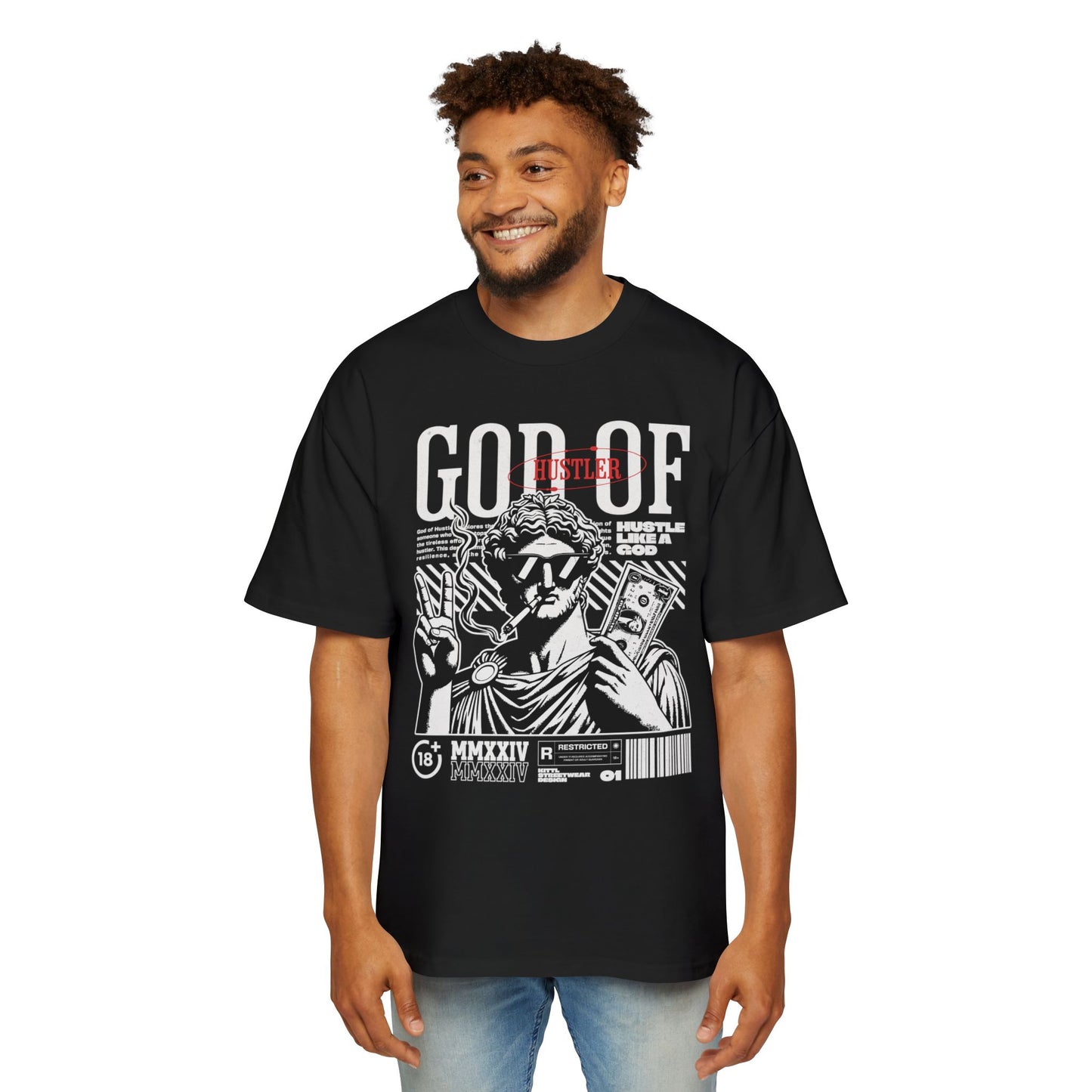 God of Hustle Graphic Men's Heavy Oversized Tee