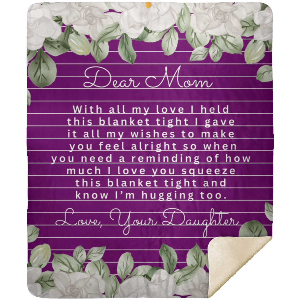 Dear Mom Poem From Daughter Premium Sherpa Blanket 50X60 Gift For Mom Mother's Day Gift