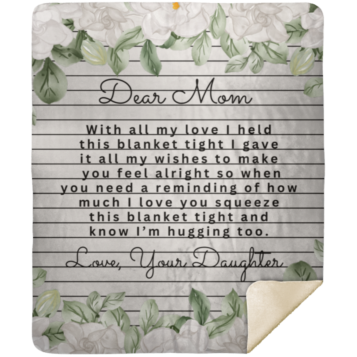 Dear Mom Poem From Daughter Premium Sherpa Blanket 50X60 Gift For Mom Mother's Day Gift