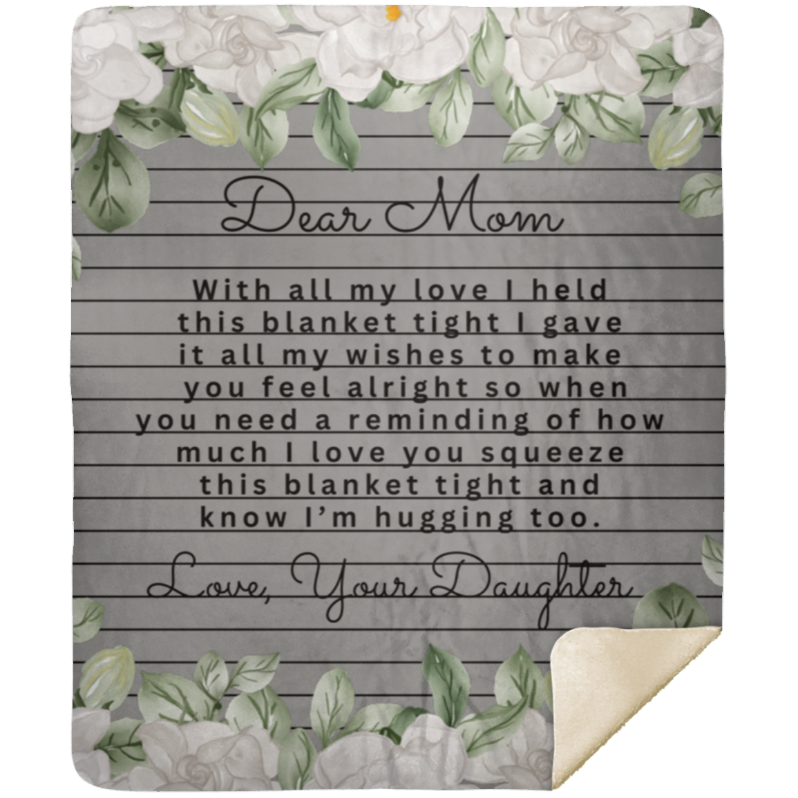 Dear Mom Poem From Daughter Premium Sherpa Blanket 50X60 Gift For Mom Mother's Day Gift