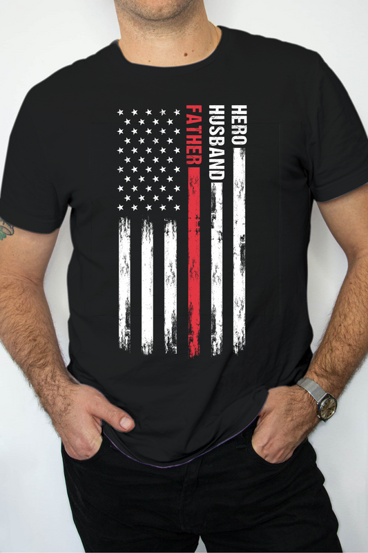 Hero Husband Father American Flag T-Shirt