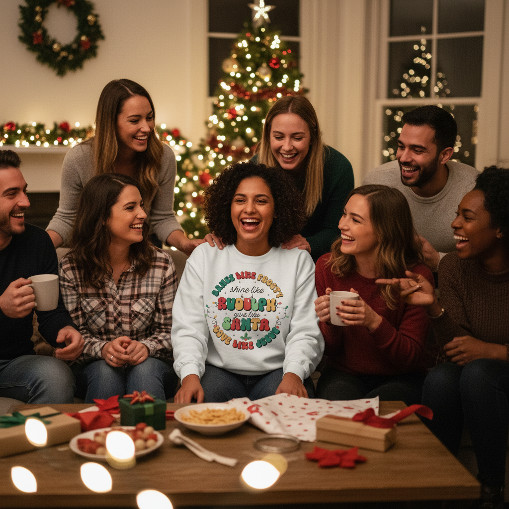 Festive Spirit: Dance, Shine, Give, Love Champion Sweatshirt