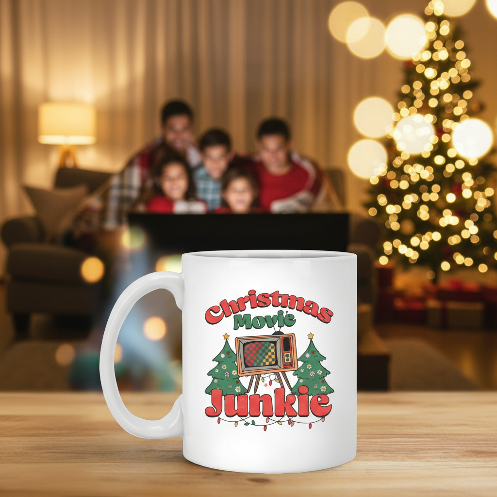 Christmas Movie Junkie 11oz White Mug