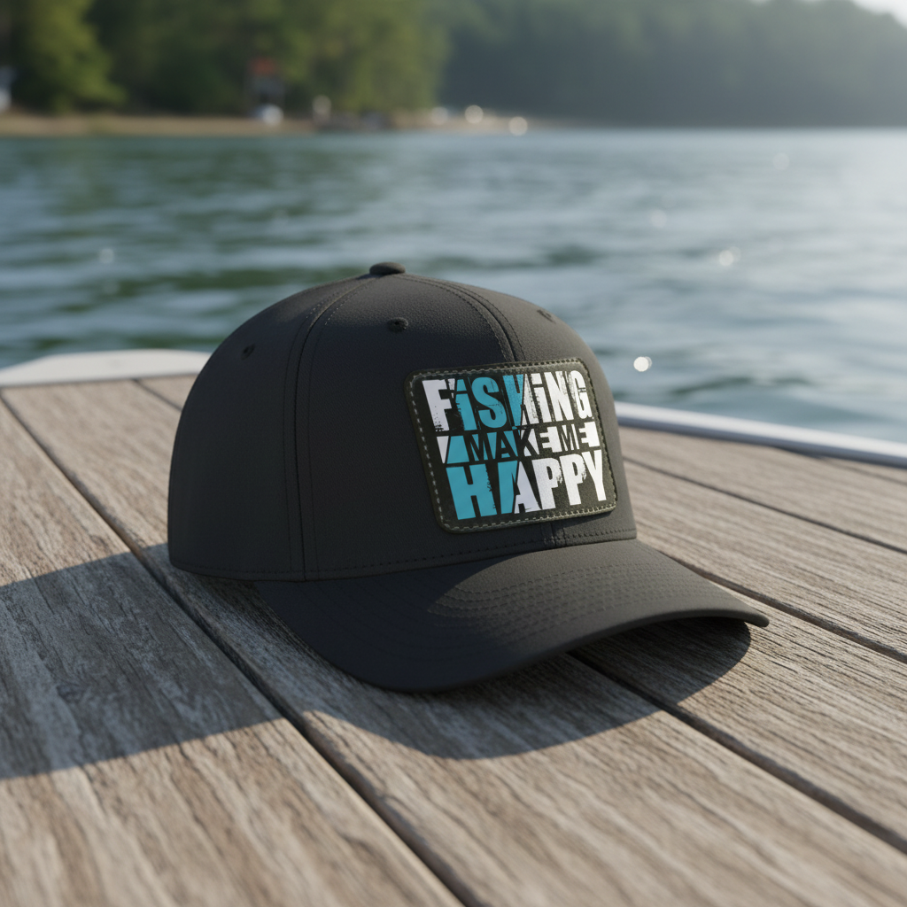 Fishing Makes Me Happy Hat – Funny Fisherman Patch Cap