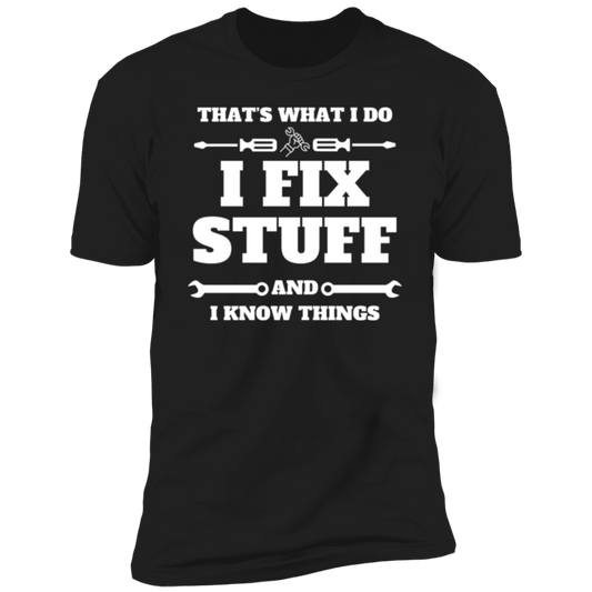 I Fix Stuff T-Shirt Gift for Dad, Premium Short Sleeve T-Shirt