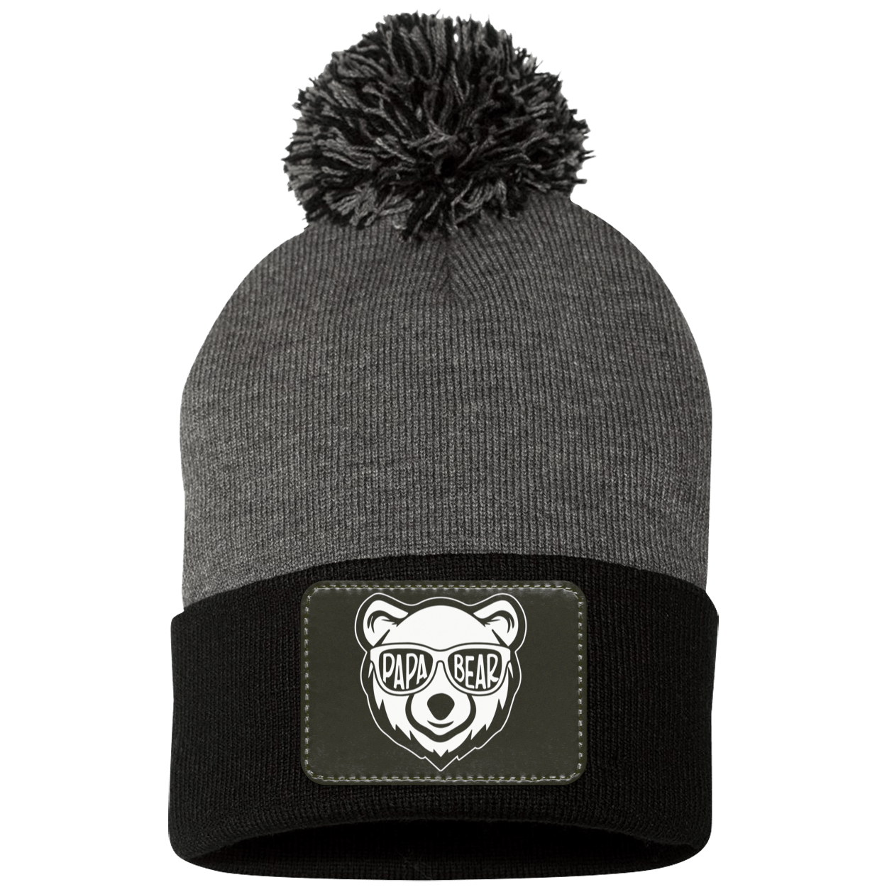 Papa Bear Pom Pom Knit Cap - Patch