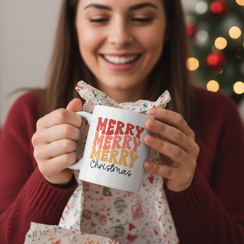 Merry Times Three: Christmas Cheer 11oz White Mug