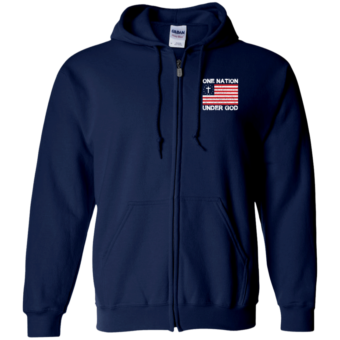 One Nation Under God Zip Up Hooded Sweatshirt