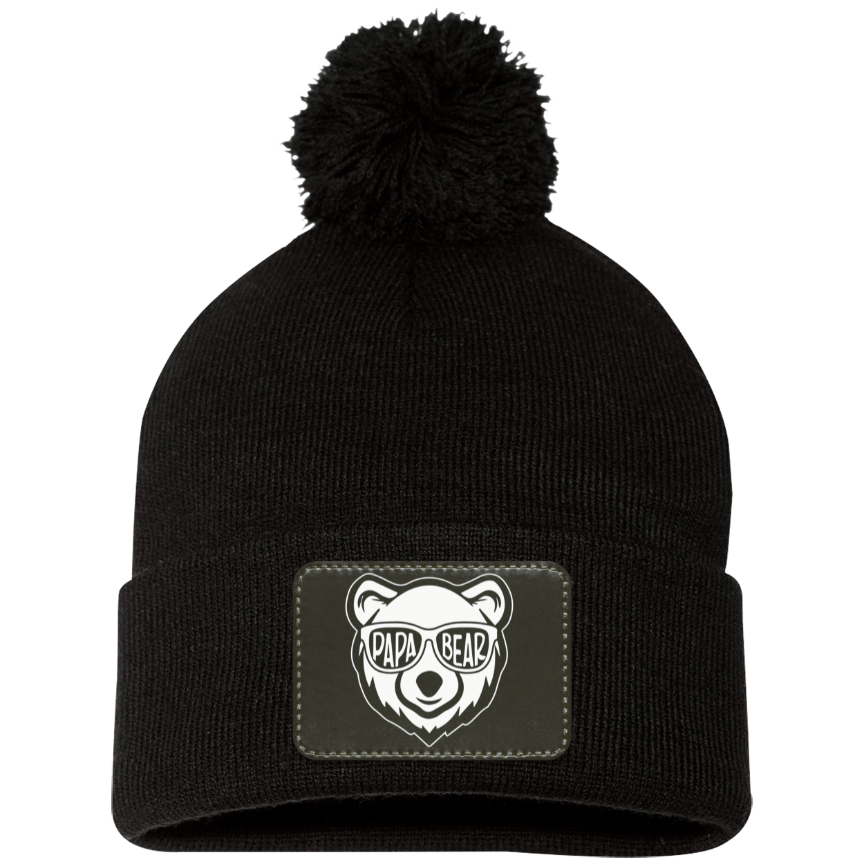 Papa Bear Pom Pom Knit Cap - Patch