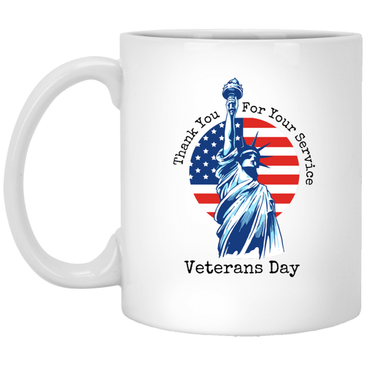 Thank You For Your Service Veterans Day 11oz White Mug