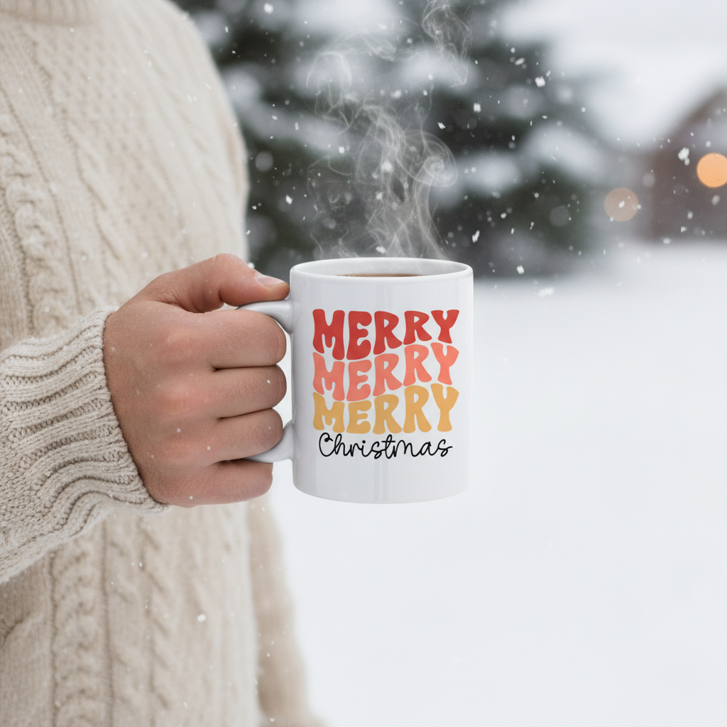 Merry Times Three: Christmas Cheer 11oz White Mug