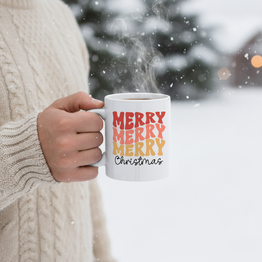 Merry Times Three: Christmas Cheer 11oz White Mug