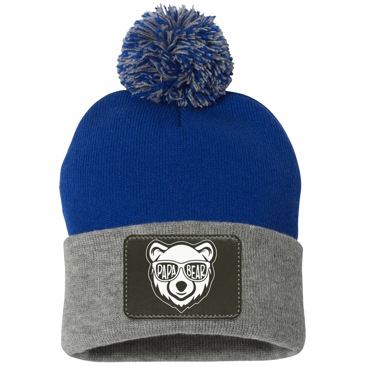 Papa Bear Pom Pom Knit Cap - Patch