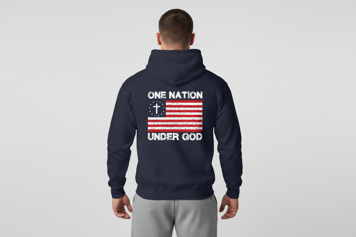 One Nation Under God Zip Up Hooded Sweatshirt