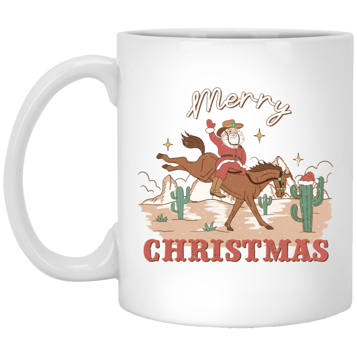 Saddle Up Santa: Merry Christmas 11oz White Mug