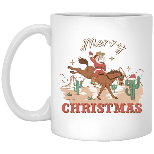 Saddle Up Santa: Merry Christmas 11oz White Mug