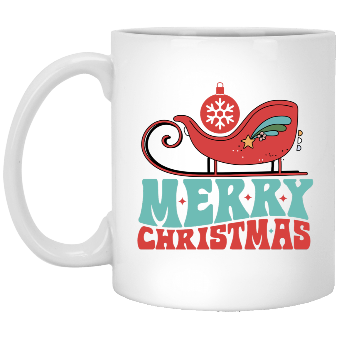 Retro Sleigh Ride: Merry Christmas 11oz White Mug