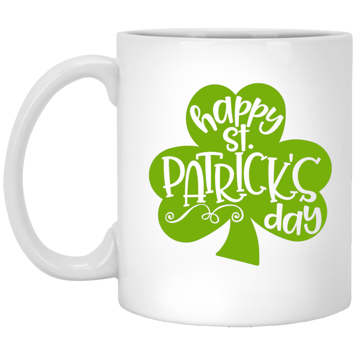Happy St. Patricks Day Shamrock 11oz White Mug