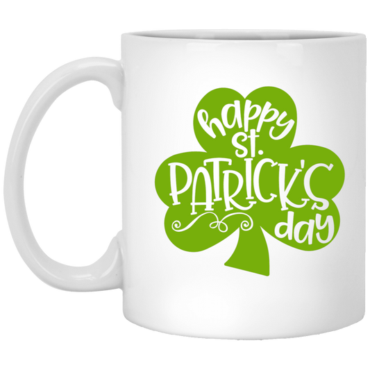 Happy St. Patricks Day Shamrock 11oz White Mug