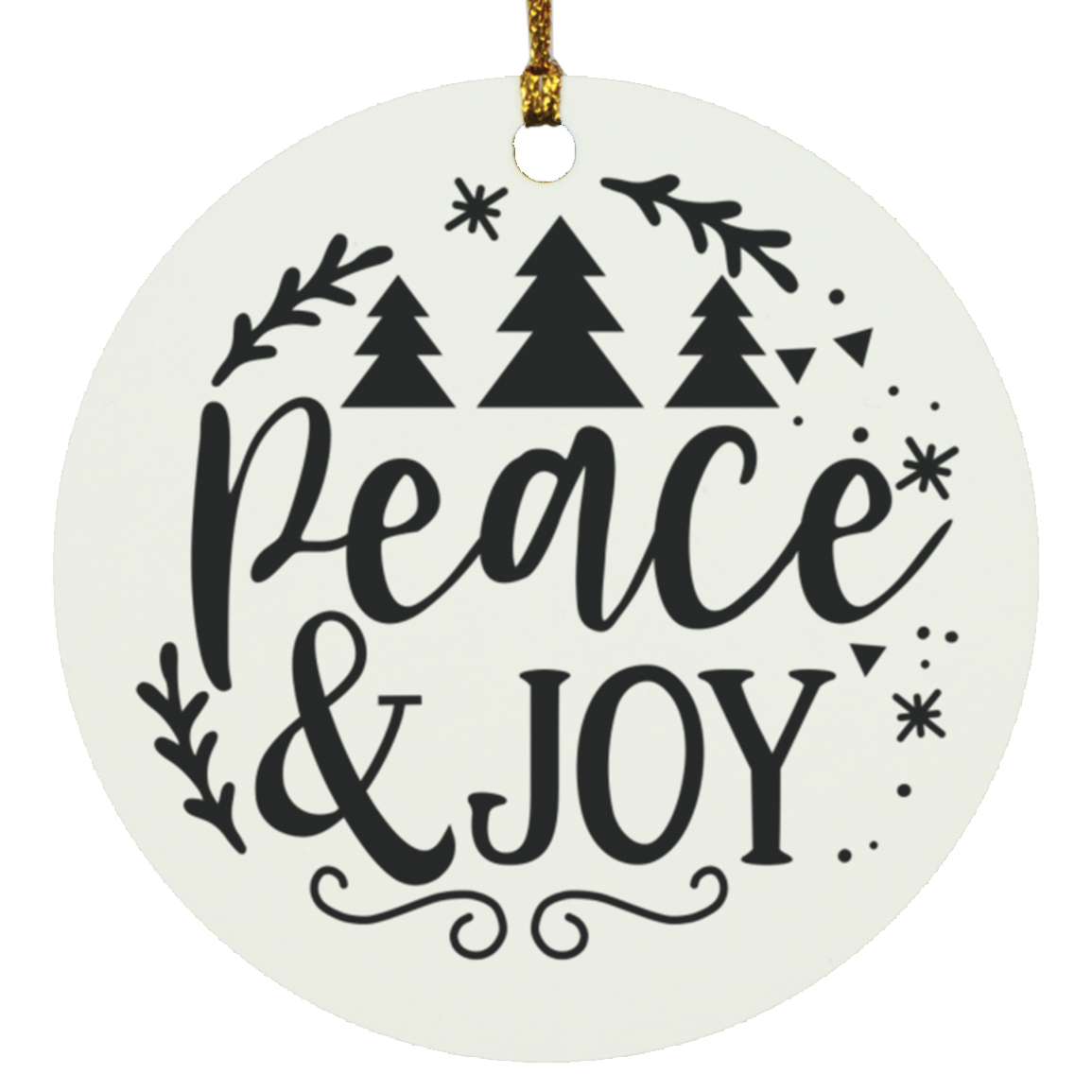 Peace & Joy Christmas Holiday Circle Ornament