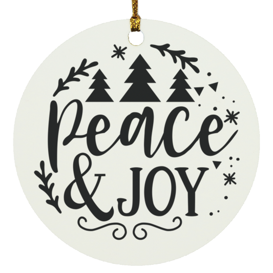 Peace & Joy Christmas Holiday Circle Ornament