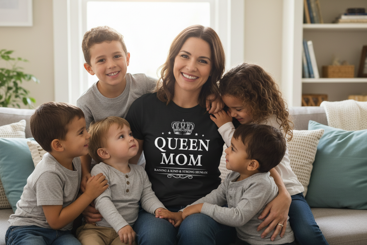 Queen Mom – Raising a Kind & Strong Human Shirt Perfect Gift for Mom