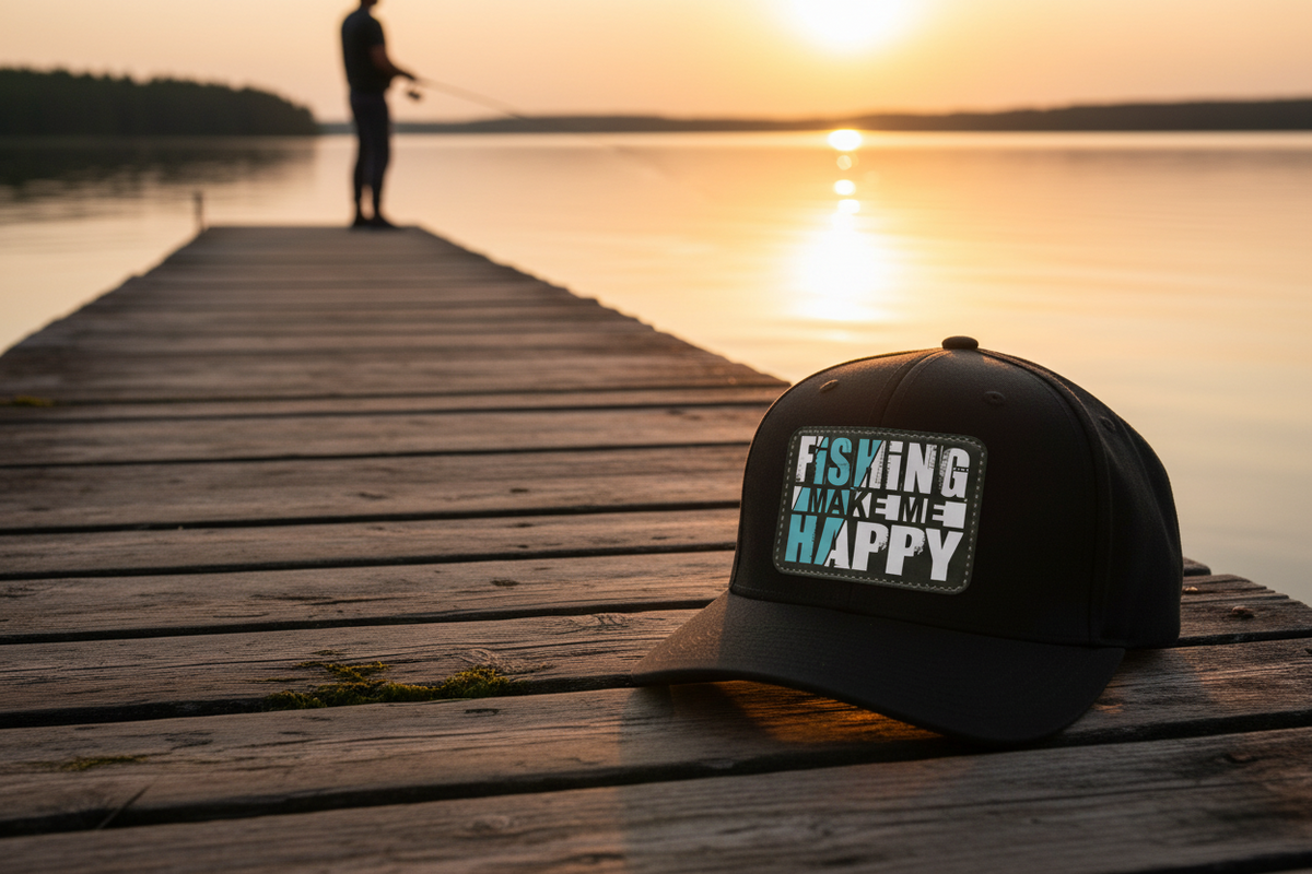 Fishing Makes Me Happy Hat – Funny Fisherman Patch Cap