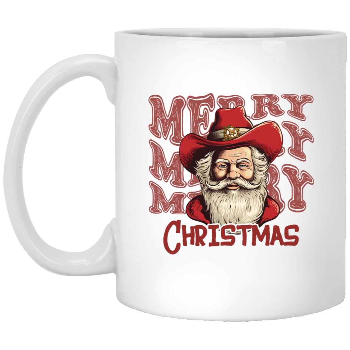 Cowboy Claus: Merry Merry Christmas 11oz White Mug